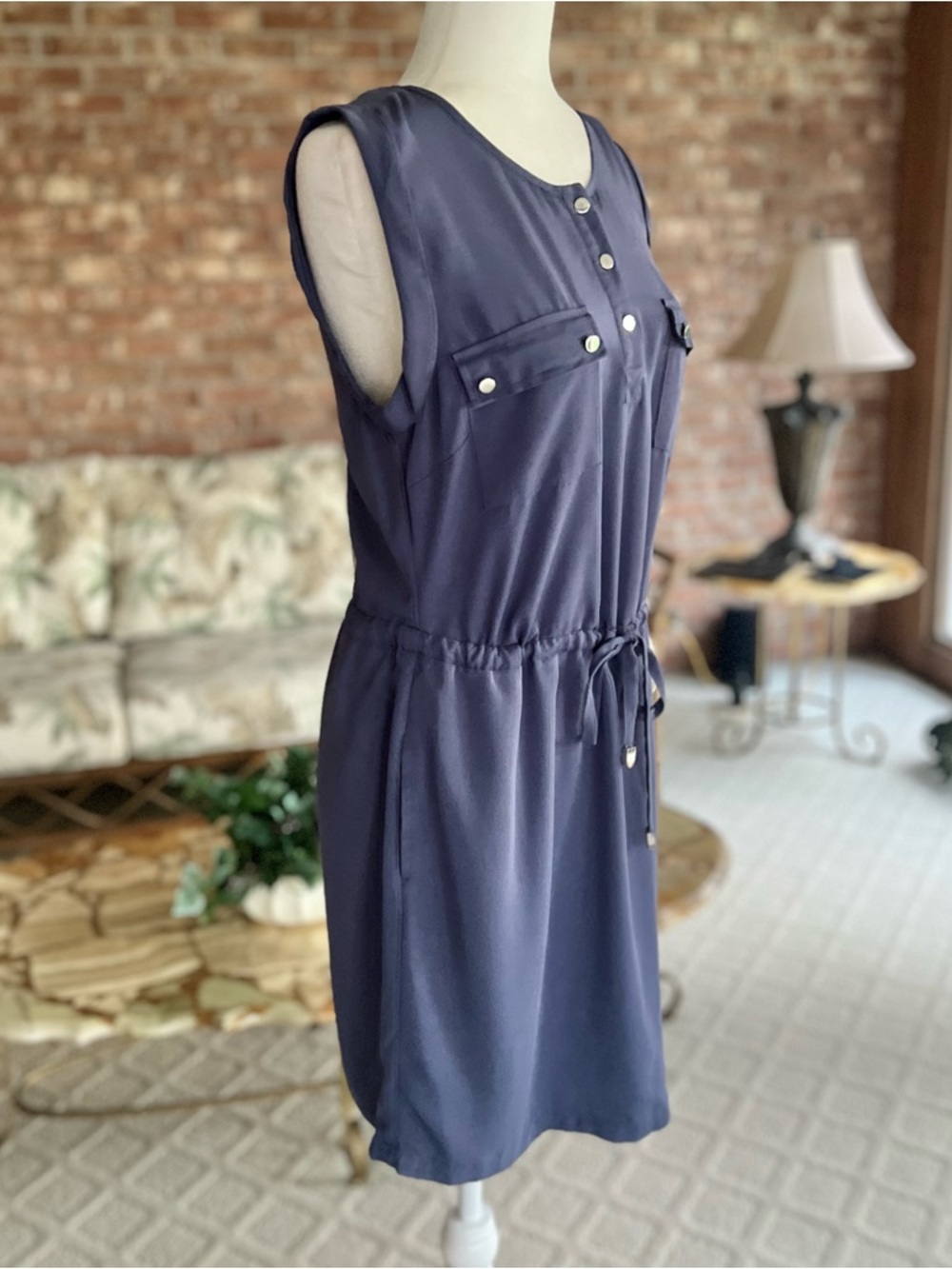 Alya Francesca’s Dress Blue Drawstring Waist Blouson Mini S Casual Travel - Picture 11 of 16